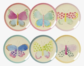Assiett Butterfly Print från Rice med färgglada fjärilsmotiv