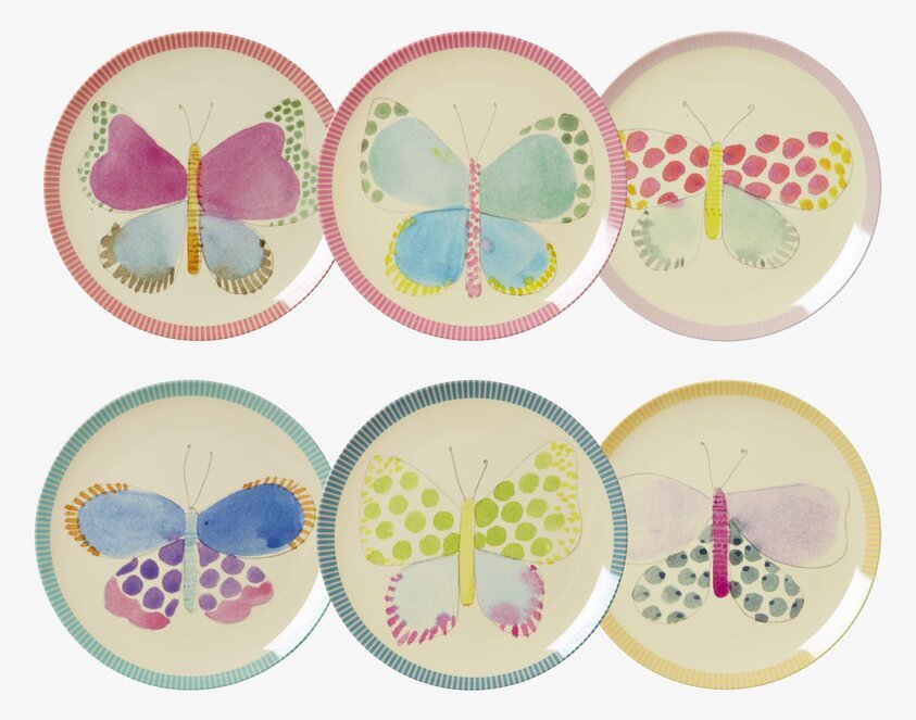 Assiett Butterfly Print från Rice med färgglada fjärilsmotiv