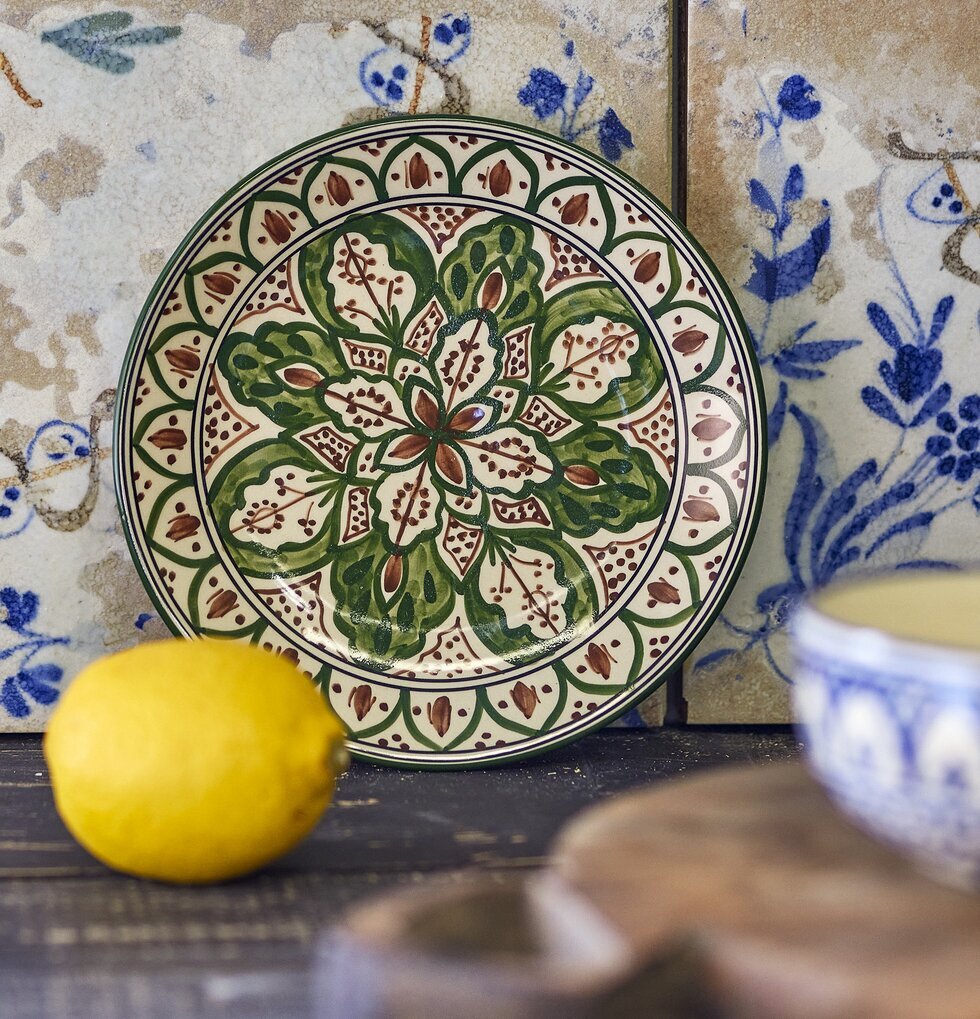 Assiett Karlie Grön Bloomingville Tallrikar Djupa tallrikar (ej skål) Desserttallrikar Assietter Barntallrikar Picknicktallrikar