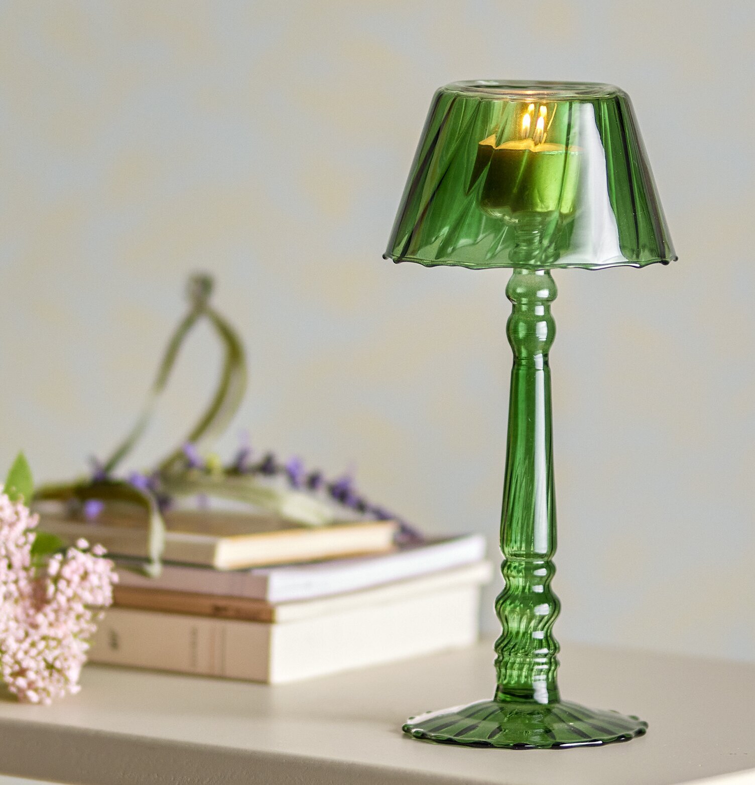 Ljusstake Värmeljus Grön Stor Bloomingville Ljusstakar Adventsstakar Ljushållare Ljushyllor Lyktor Endless Light Ljuslyktor