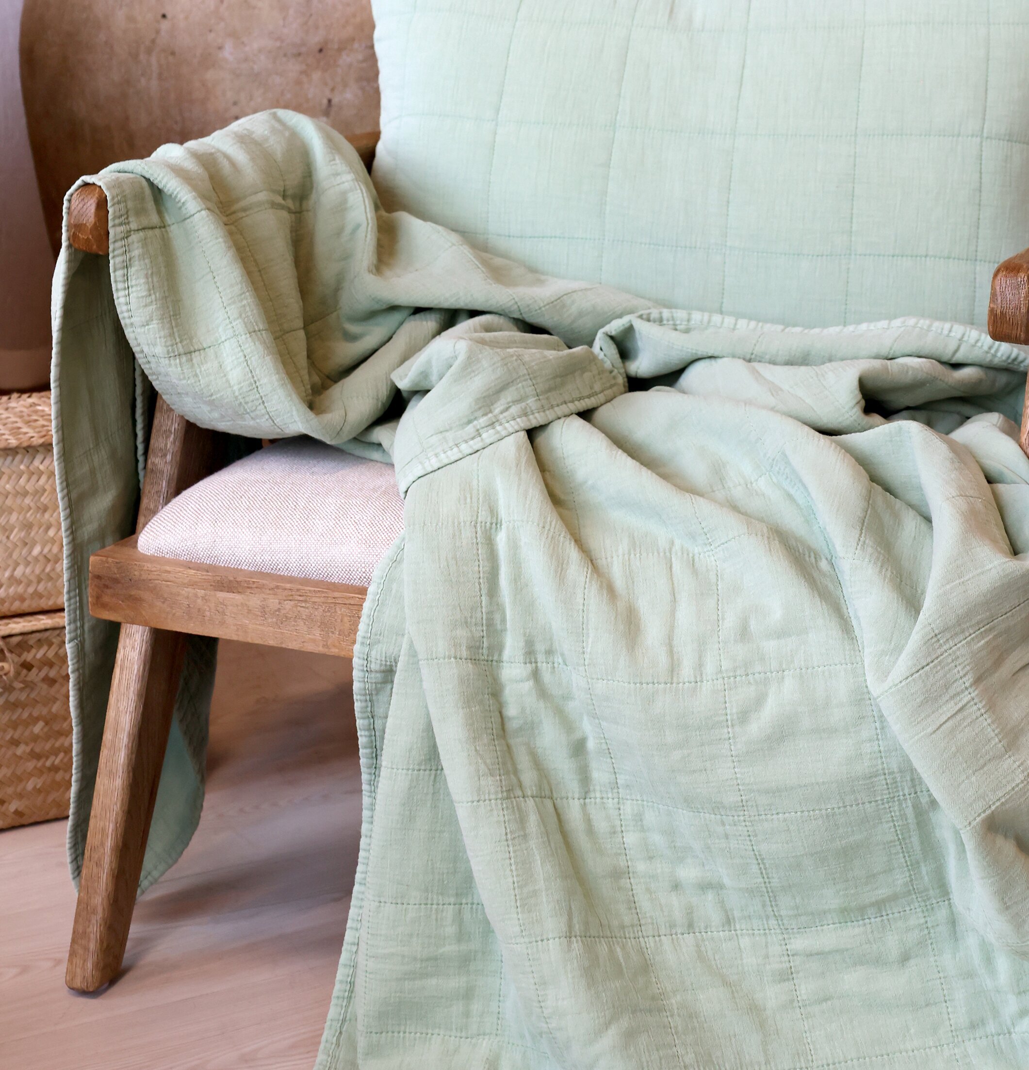 Aix Pläd Vintage Grön Chic Antique Täcken, filtar, plädar och överkast Filtar Plädar Överkast