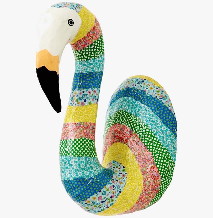 Flamingo Blå från Rice, färgglad dekoration med mönster