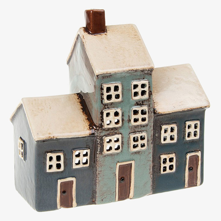 Ljuslykta Village Pottery - Navy 3 House Joe Davies Lyktor Endless Light Ljuslyktor