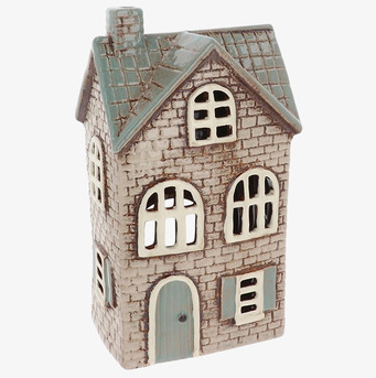 Bild av dekorativ ljuslykta formad som miniatyrhus