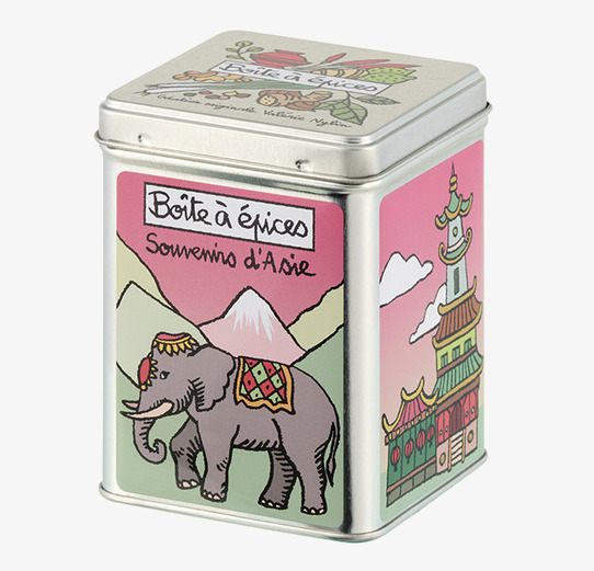 Bild av fyrkantig plåtburk med asiatisk design