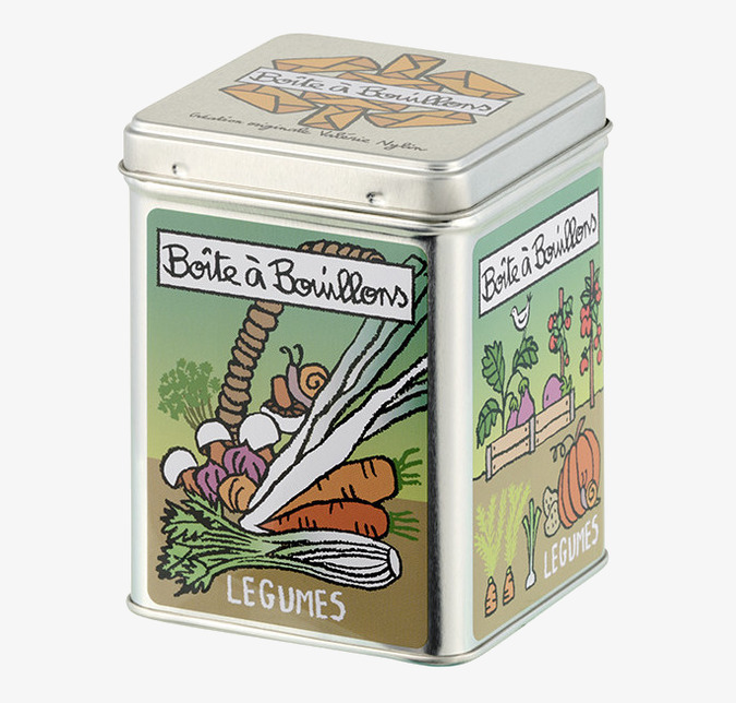Plåtburk Grönsaksbuljong Derriére la porte Plåtburkar Metallburkar