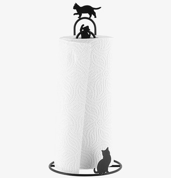 Bild av unik pappershållare med kattmotiv i metall