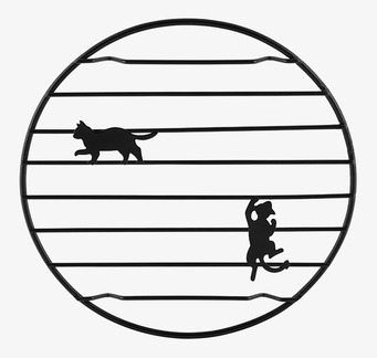 Bild av grytunderlägg med stiliserade kattmotiv