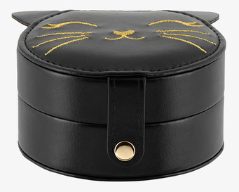 Bild av elegant smyckesskrin med kattdesign i svart