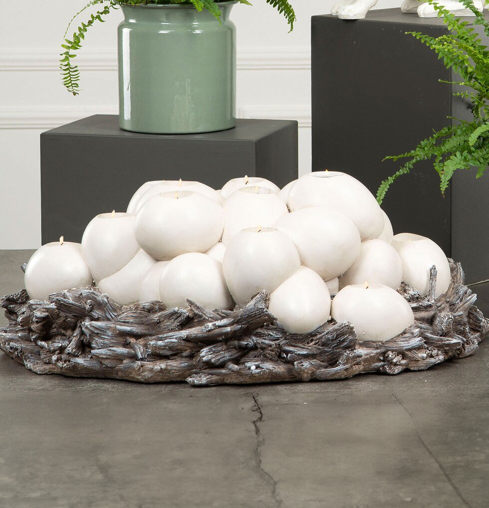 Stor Ljusstake Ägg 12 Värmeljus Antik Finish Poly A Lot Decoration Ljusstakar Adventsstakar Ljushållare Ljushyllor