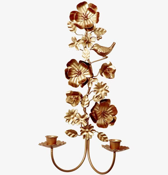 Väggljusstake Guld från Rice med blommor och fågelmotiv