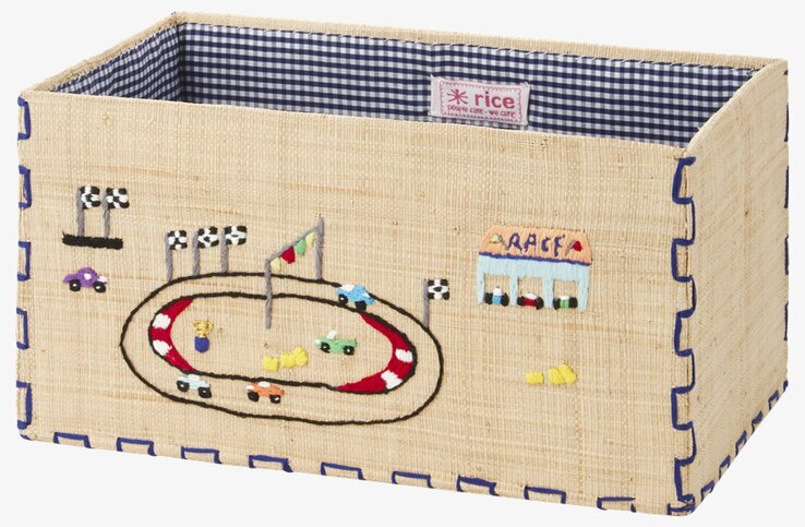 Förvaringskorg Boys Theme L från Rice med bilbroderi
