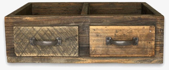 Bild av rustik förvaringslåda i trä med två fack