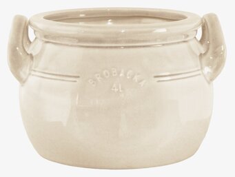 Krus Brobacka 4L Krämvit Låg Strömshaga Krukor Örtkrukor Glaskrukor