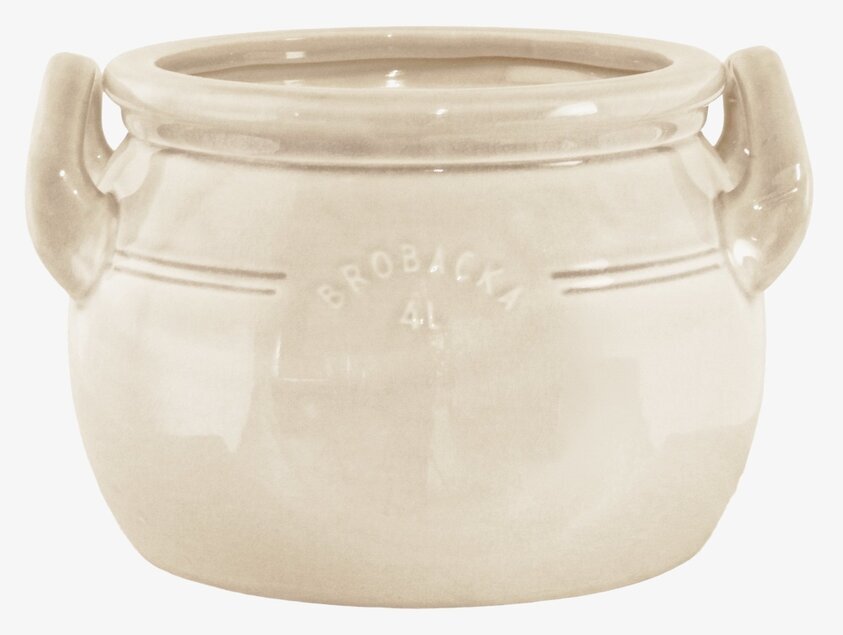 Krus Brobacka 4L Krämvit Låg Strömshaga Krukor Örtkrukor Glaskrukor