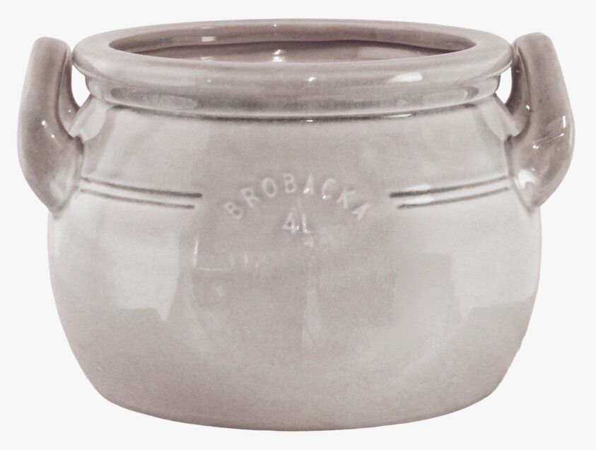 Krus Brobacka 4L Beige Låg Strömshaga Krukor Örtkrukor Glaskrukor