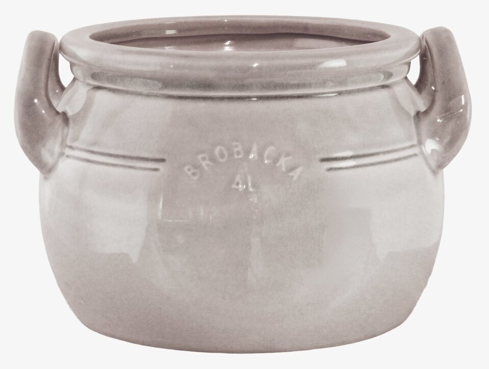 Krus Brobacka 4L Beige Låg Strömshaga Krukor Örtkrukor Glaskrukor