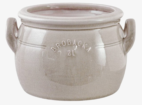 Krus Brobacka 2L Beige Låg Strömshaga Krukor Örtkrukor Glaskrukor