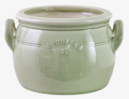 Krus Brobacka 2L Ljusgrön Låg Strömshaga Krukor Örtkrukor Glaskrukor