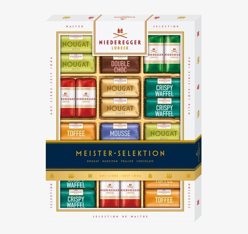Presentask - Mästarurval 300g Niederegger Choklad Chokladstrutar