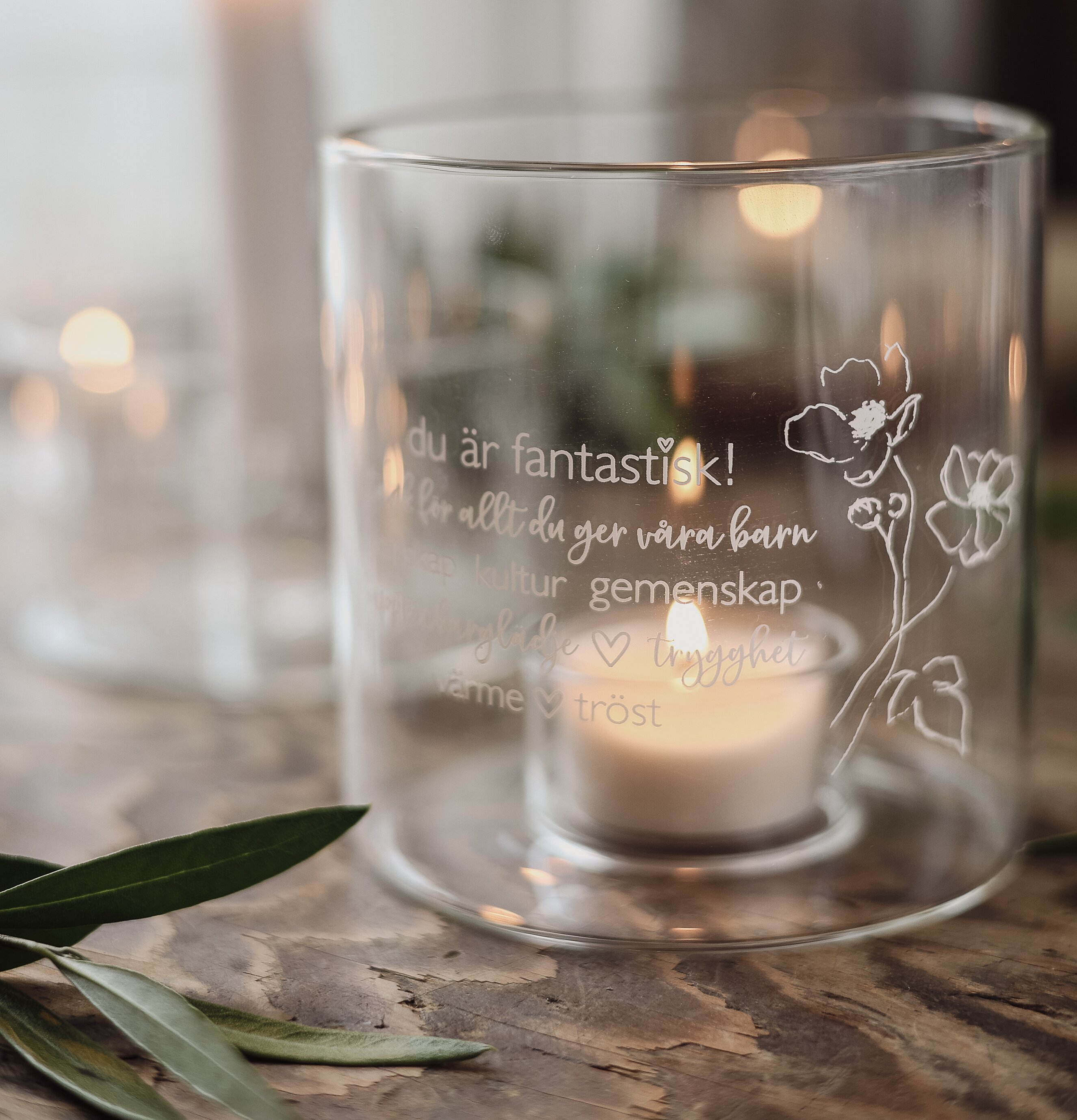 Ljuslykta - Du är fantastisk,Tack för allt du ger våra barn Majas Cottage Lyktor Endless Light