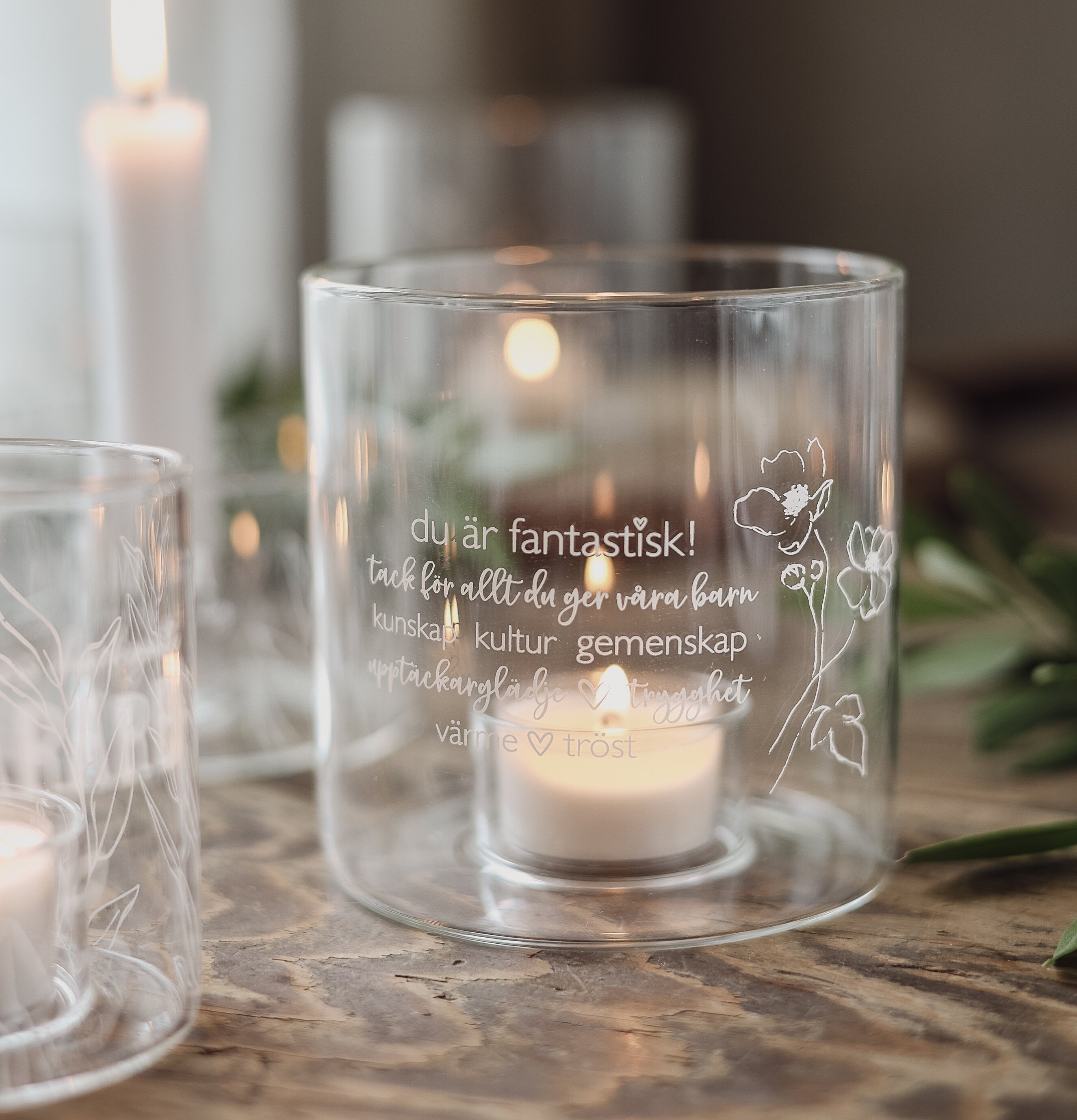 Ljuslykta - Du är fantastisk,Tack för allt du ger våra barn Majas Cottage Lyktor Endless Light