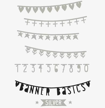 Banner Basics Silver från A Little Lovely Company med flaggor