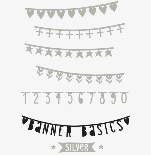 Banner Basics Silver från A Little Lovely Company med flaggor