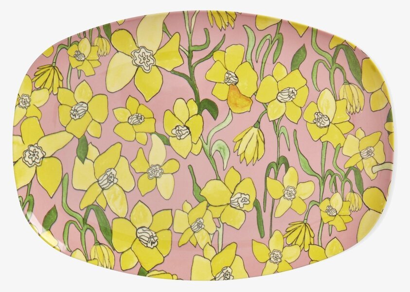 Tallrik Daffodils Print Rice Tallrikar Djupa tallrikar (ej skål) Desserttallrikar Assietter Barntallrikar Picknicktallrikar