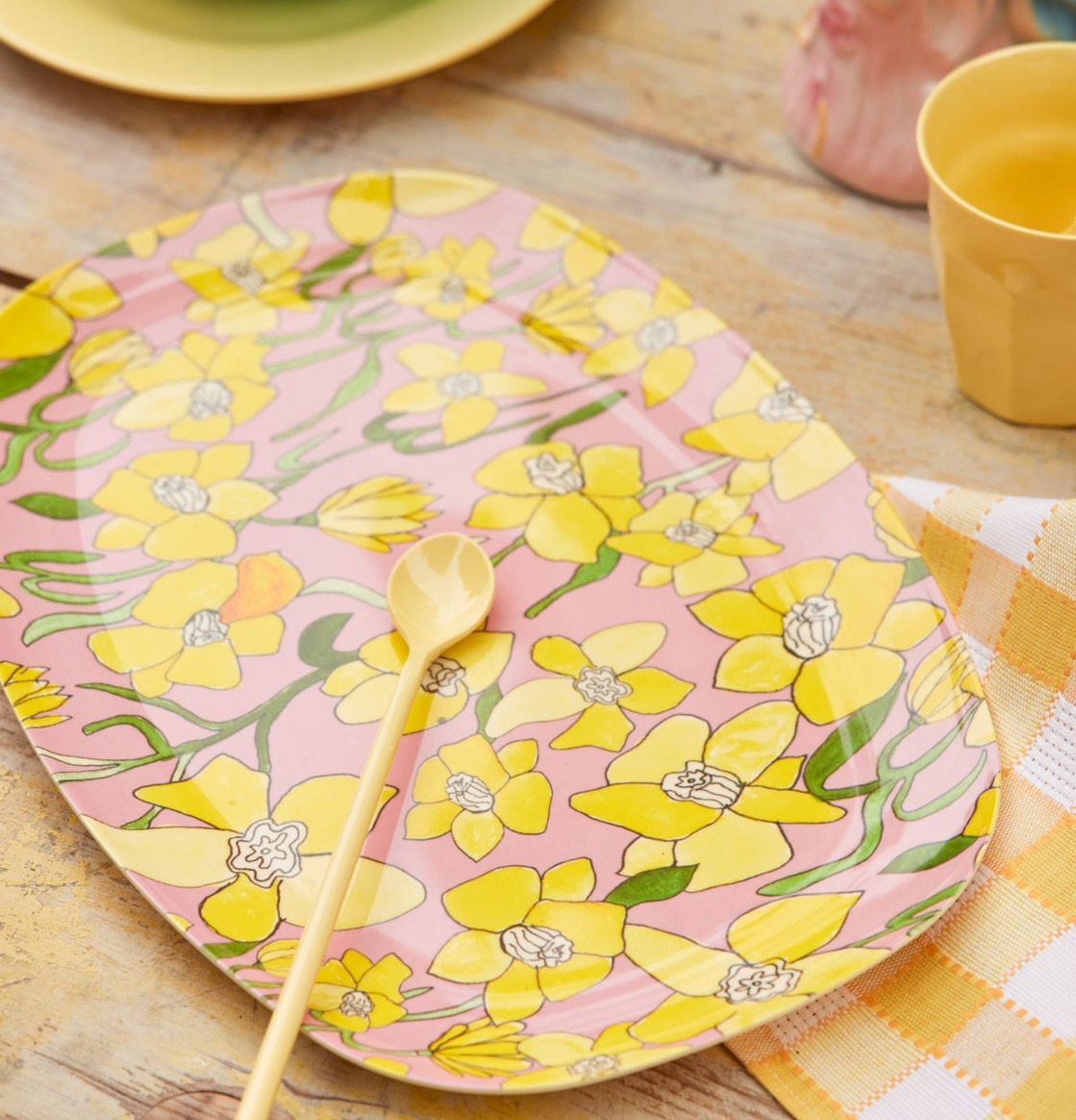 Tallrik Daffodils Print Rice Tallrikar Djupa tallrikar (ej skål) Desserttallrikar Assietter Barntallrikar Picknicktallrikar