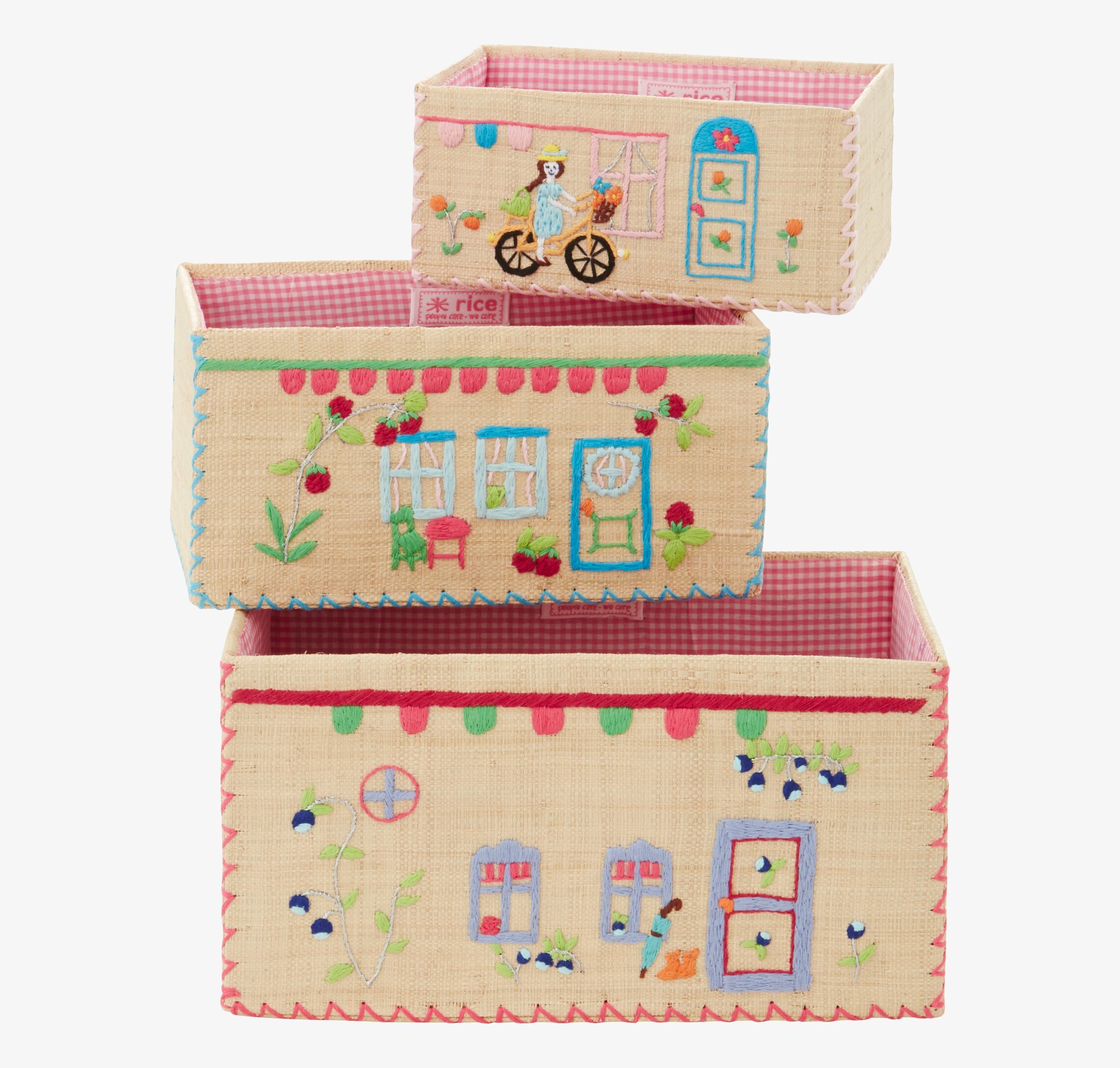 Förvaringskorg Girls Theme L från Rice med broderade motiv
