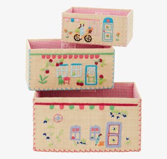 Förvaringskorg Girls Theme L från Rice med broderade motiv