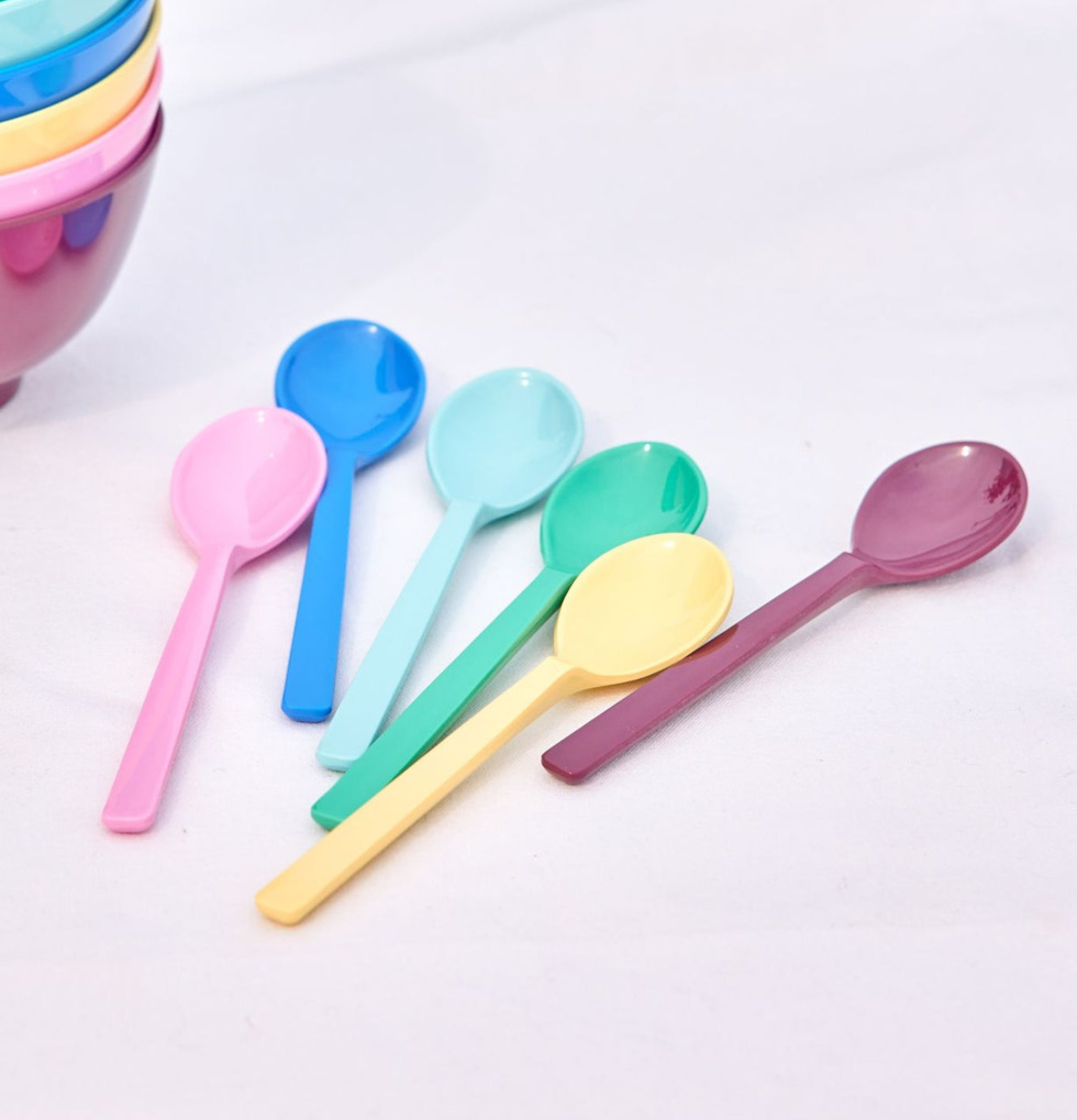 Teskedar Melamin 6-pack Rice Bestick Sked Kniv (att äta med) Gaffel