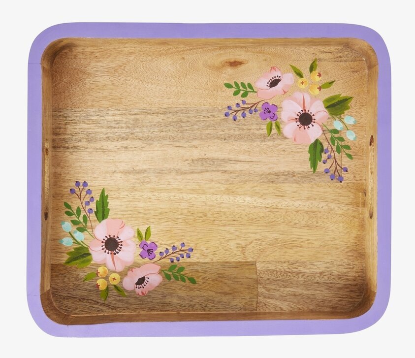 Träbricka Handmålade Blommor Rice Förvaringslådor och korgar Boxar Förvaringsboxar Porslinsboxar Trälådor Smyckesboxar i porslin Förvaringsbrickor Murstensformar