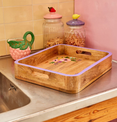 Träbricka Handmålade Blommor Rice Förvaringslådor och korgar Boxar Förvaringsboxar Porslinsboxar Trälådor Smyckesboxar i porslin Förvaringsbrickor Murstensformar