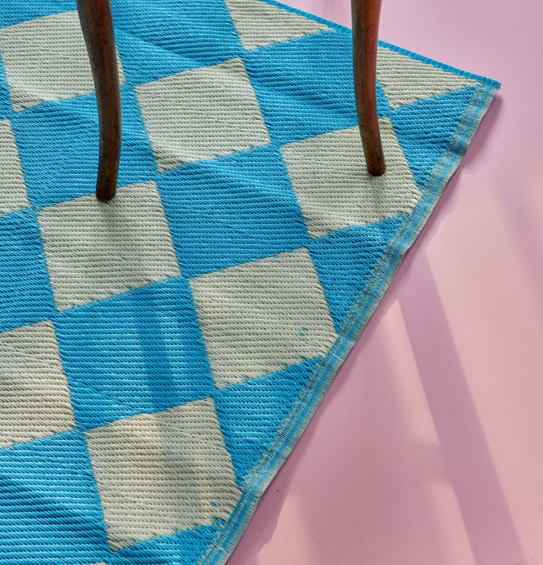 Plastmatta Harlequin Checkers Blue Rice Mattor (ej dörrmatta)