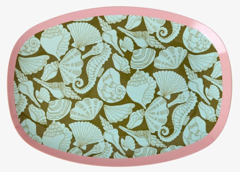 Liten Tallrik Seashell Print Rice Tallrikar Djupa tallrikar (ej skål) Desserttallrikar Assietter Barntallrikar Picknicktallrikar