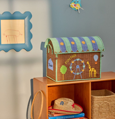 Förvaringshus Fun Fair Theme Blue Rice Förvaringslådor och korgar Boxar Förvaringsboxar Porslinsboxar Trälådor Smyckesboxar i porslin