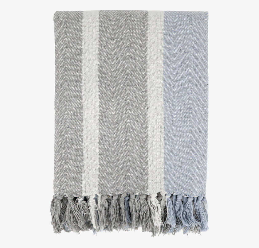 Pläd Grå/Himmelsblå Chic Antique Täcken, filtar, plädar och överkast Filtar Plädar Överkast