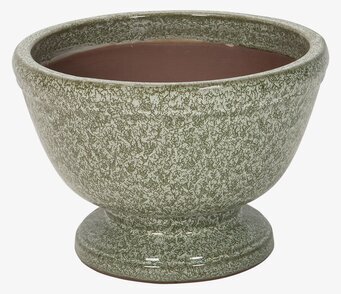 Bild på stilren pokalkruka med grön spräcklig glaserad yta