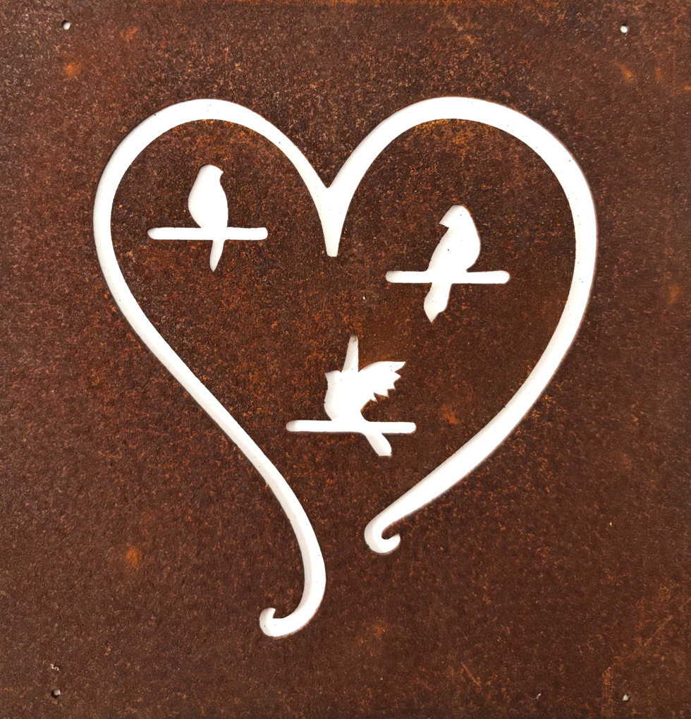 Skylt Hjärta med fåglar (armeringsnät) Lind Decoration Utomhusskyltar Skyltar för utomhusbruk