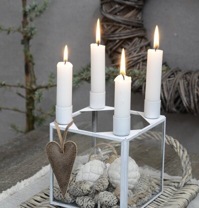 Glasbox Ljuslykta Vit Large från IB Laursen med dekor.