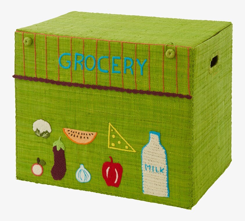 Förvaringskorg Mataffär L från Rice med broderade motiv