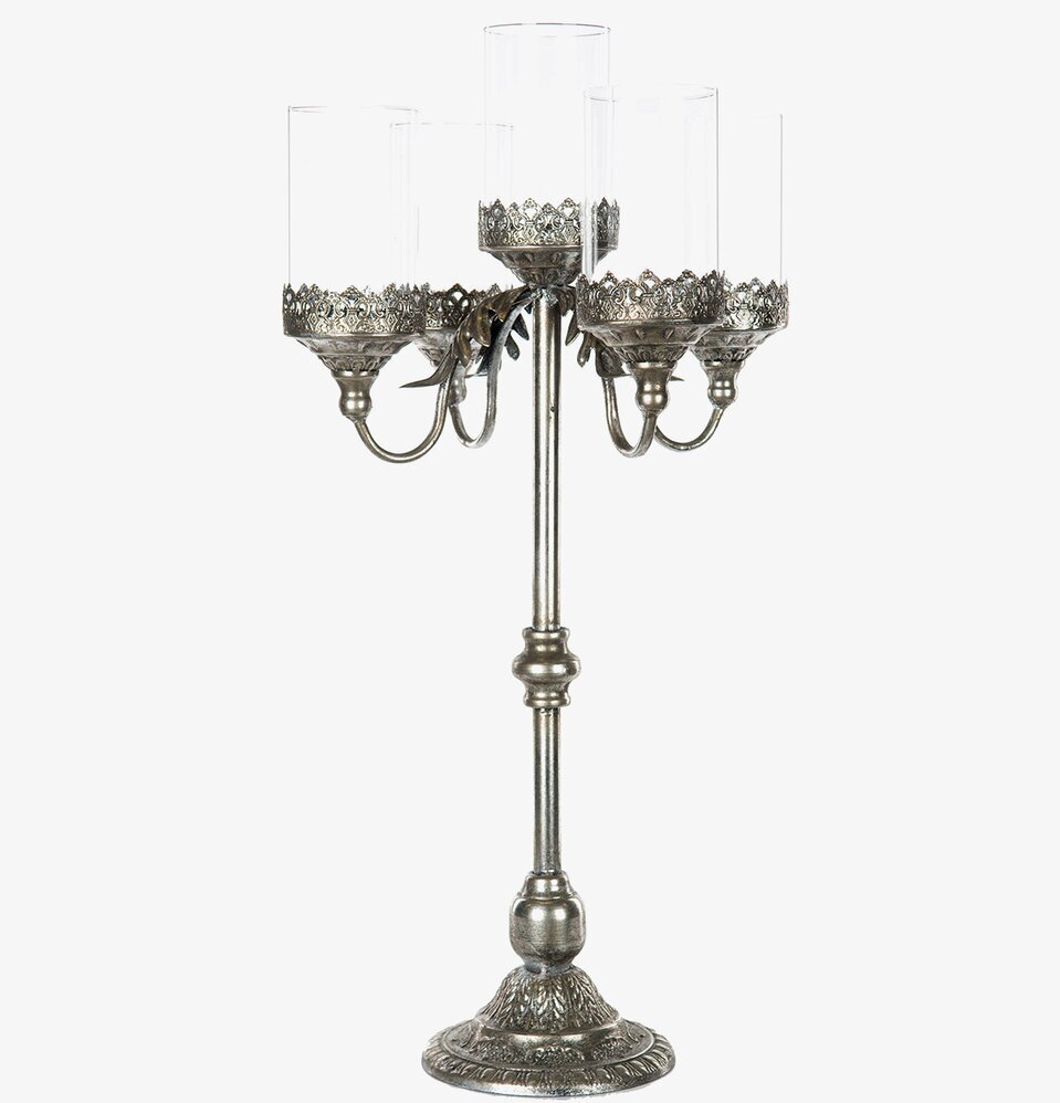 Kandelaber Blockljus 5-arm Antik Silver A Lot Decoration Ljusstakar Adventsstakar Ljushållare Ljushyllor