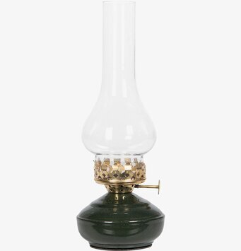 Bild av traditionell lampa med glas och mässingsdetaljer