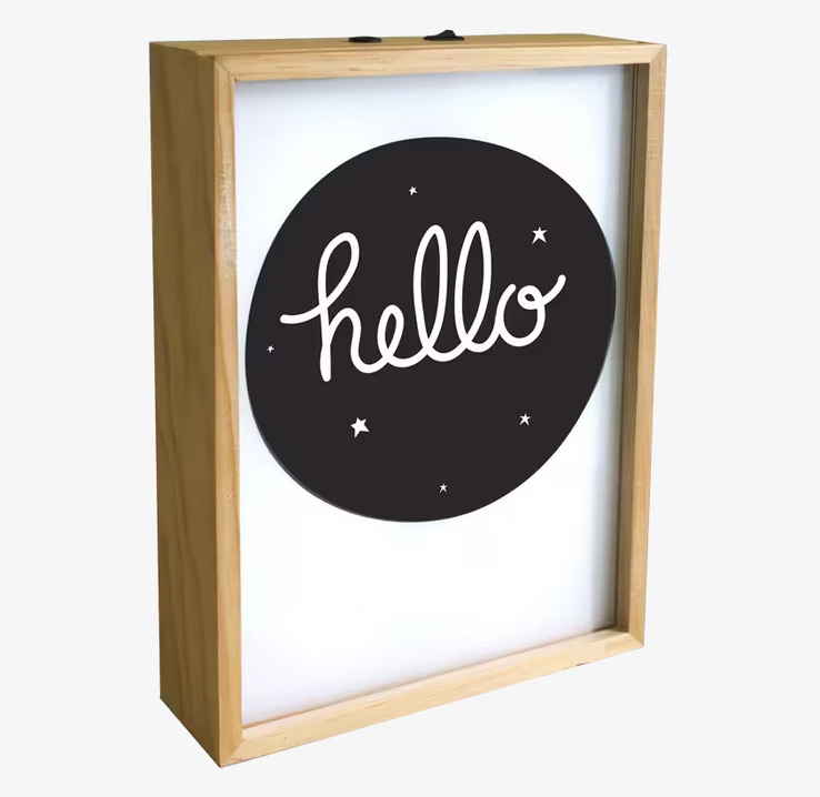Lightbox Poster från A Little Lovely Company med texten hello