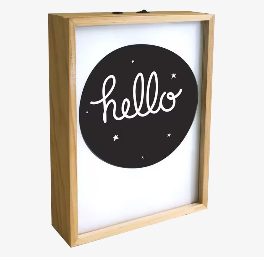 Lightbox Poster från A Little Lovely Company med texten hello