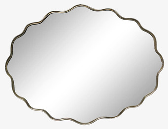 Bild av oval spegel med vågig ram i antik mässingsfinish