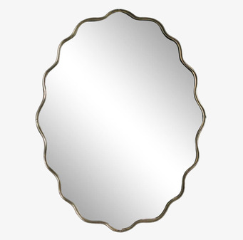 Bild av liten vågig spegel i antik mässing med tunn ram