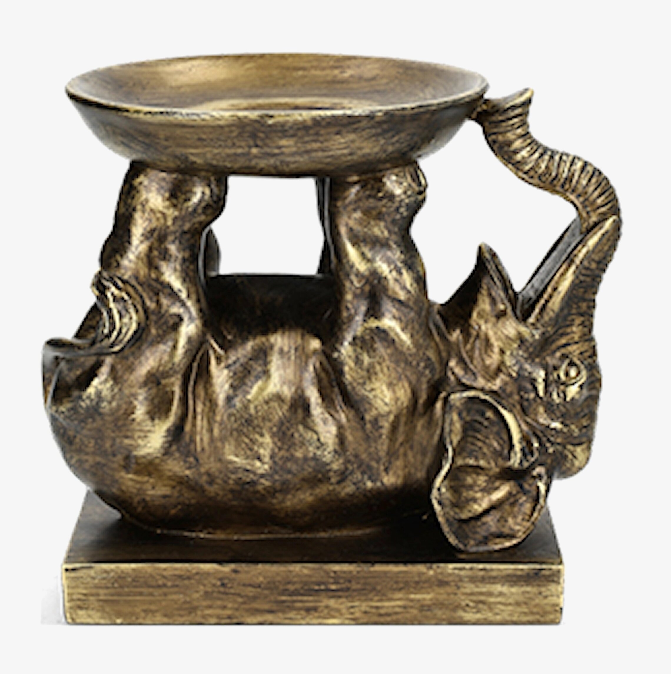 Bild av dekorativ elefantskål i guld med konstnärlig design